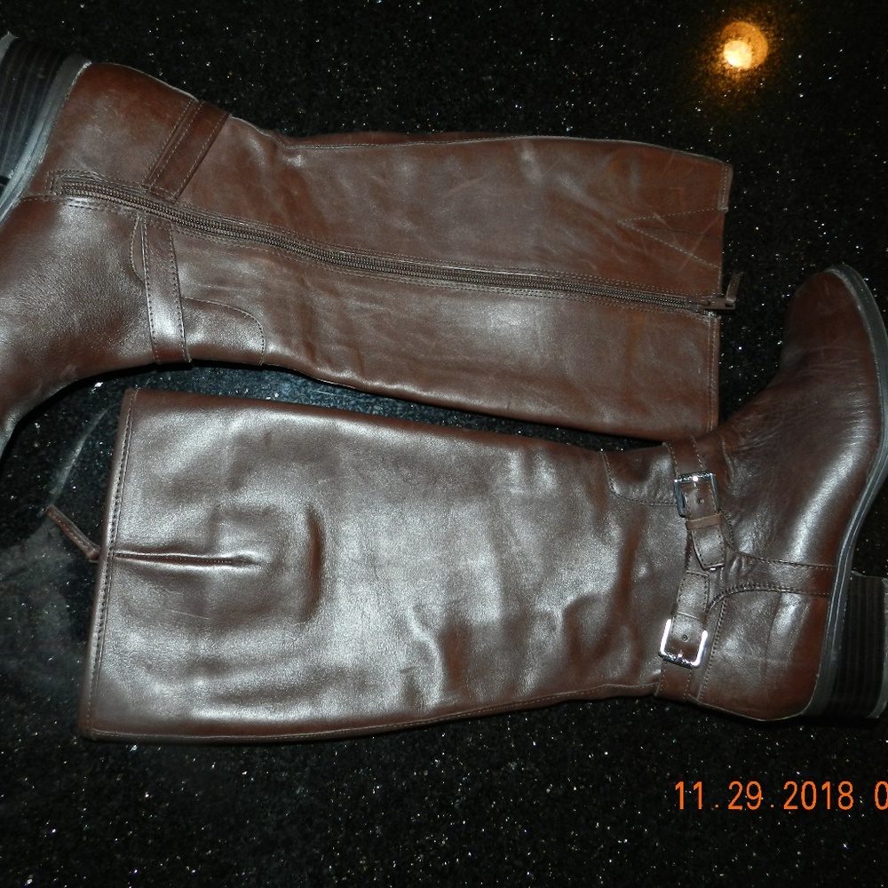 Ralph Lauren Tall Brown Marion Leather Boots